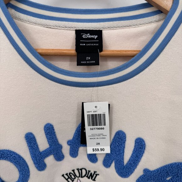 Her Universe Disney Lilo Stitch Ohana Sweatshirt Womens 2X White‎ Blue NEW - Picture 4 of 8